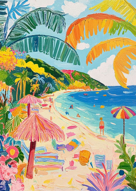 Praia Colorida com Guarda-Sóis Cabin